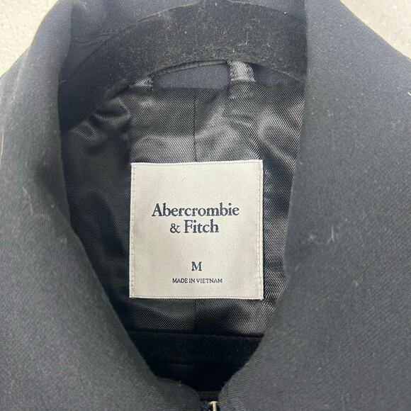 Abercrombie & Fitch Cropped Zip up Collared Jacket Black Sz Medium - Picture 2 of 7